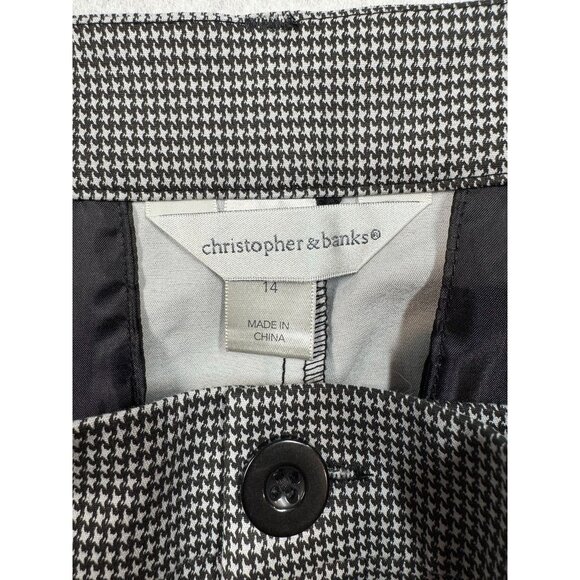 Christopher & Banks The Perfect Pant Mid Rise Houndstooth Trousers Womens 14 Avg - Picture 8 of 9